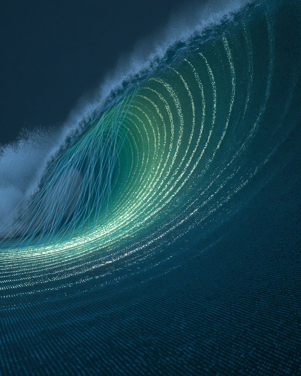 Glowing digital barrel wave representing hospitality work