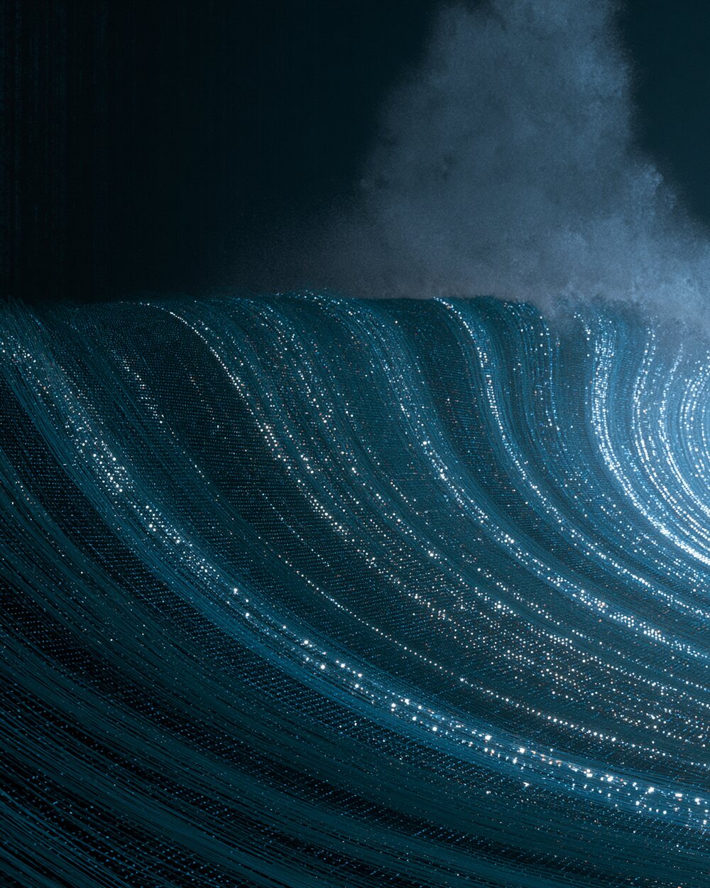 Neon digital wave cresting, representing restaurant work